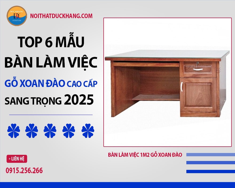 Bàn làm việc 1m2 gỗ xoan đào