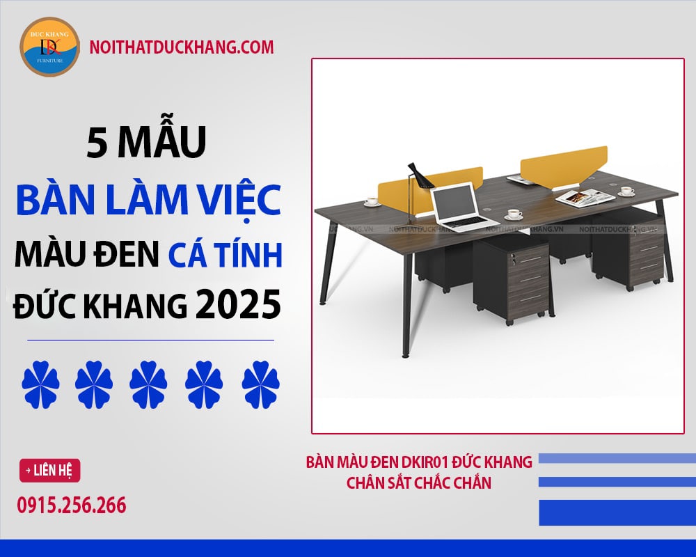 Bàn màu đen DKIR01 Đức Khang chân sắt chắc chắn Bàn màu đen DKIR01 Đức Khang chân sắt chắc chắn