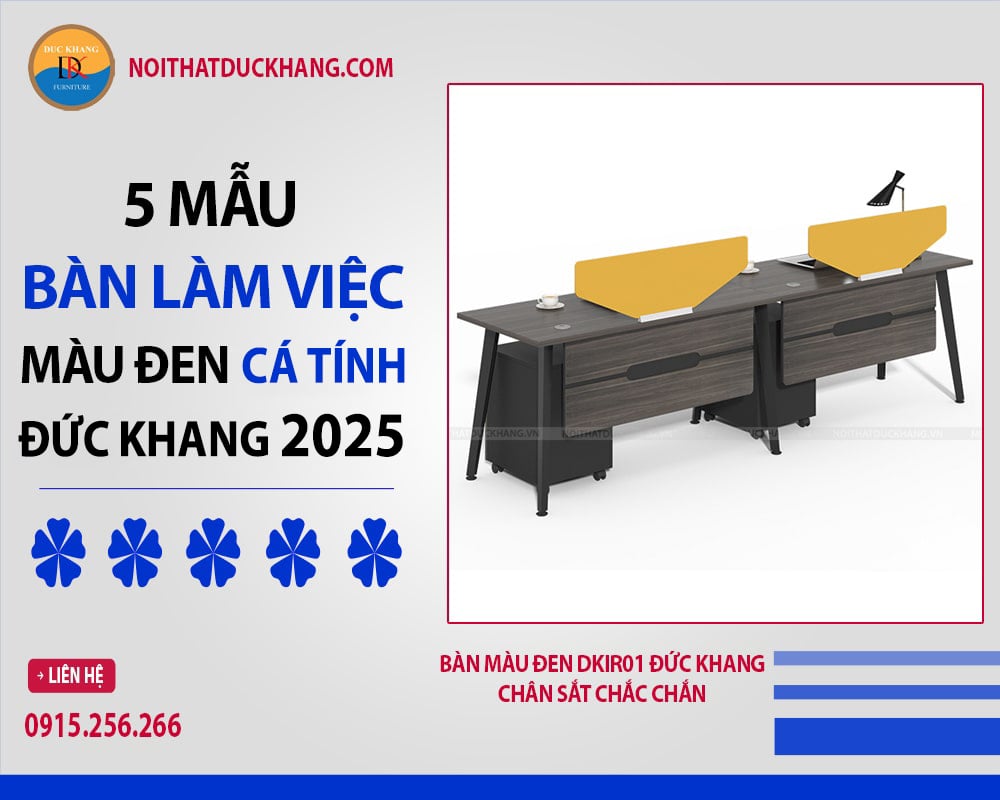 Bàn màu đen DKIR01 Đức Khang chân sắt chắc chắn Bàn màu đen DKIR01 Đức Khang chân sắt chắc chắn