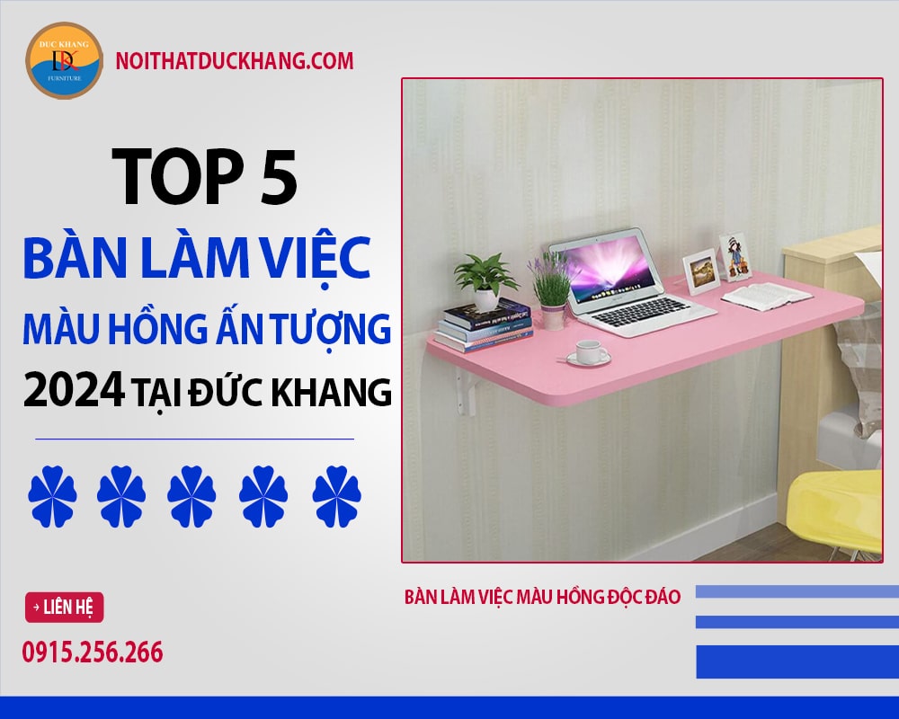 Bàn làm việc màu hồng độc đáo