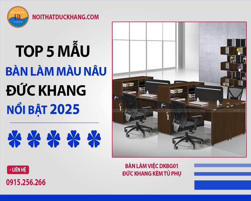 Bàn làm việc DKBG01 Đức Khang kèm tủ phụ Bàn làm việc DKBG01 Đức Khang kèm tủ phụ