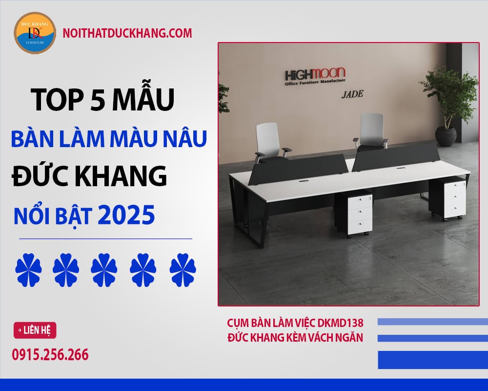 Cụm bàn làm việc DKMD138 Đức Khang kèm vách ngăn Cụm bàn làm việc DKMD138 Đức Khang kèm vách ngăn