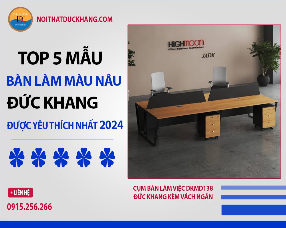 Cụm bàn làm việc DKMD138 Đức Khang kèm vách ngăn