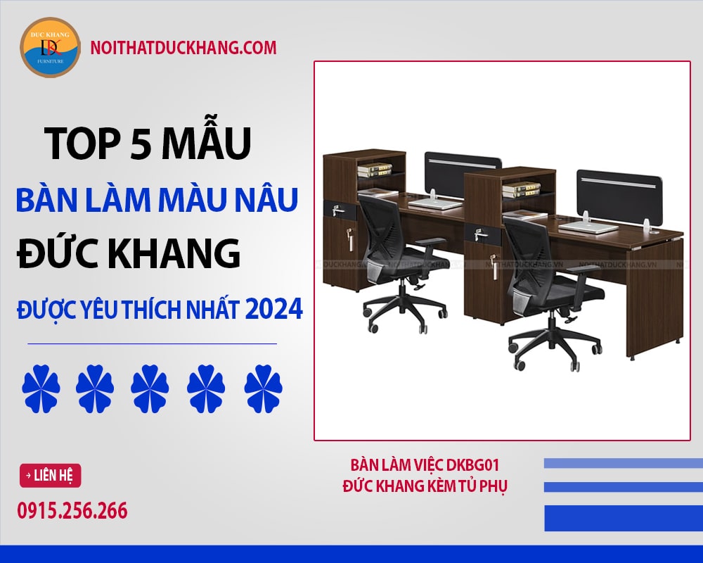 Bàn làm việc DKBG01 Đức Khang kèm tủ phụ