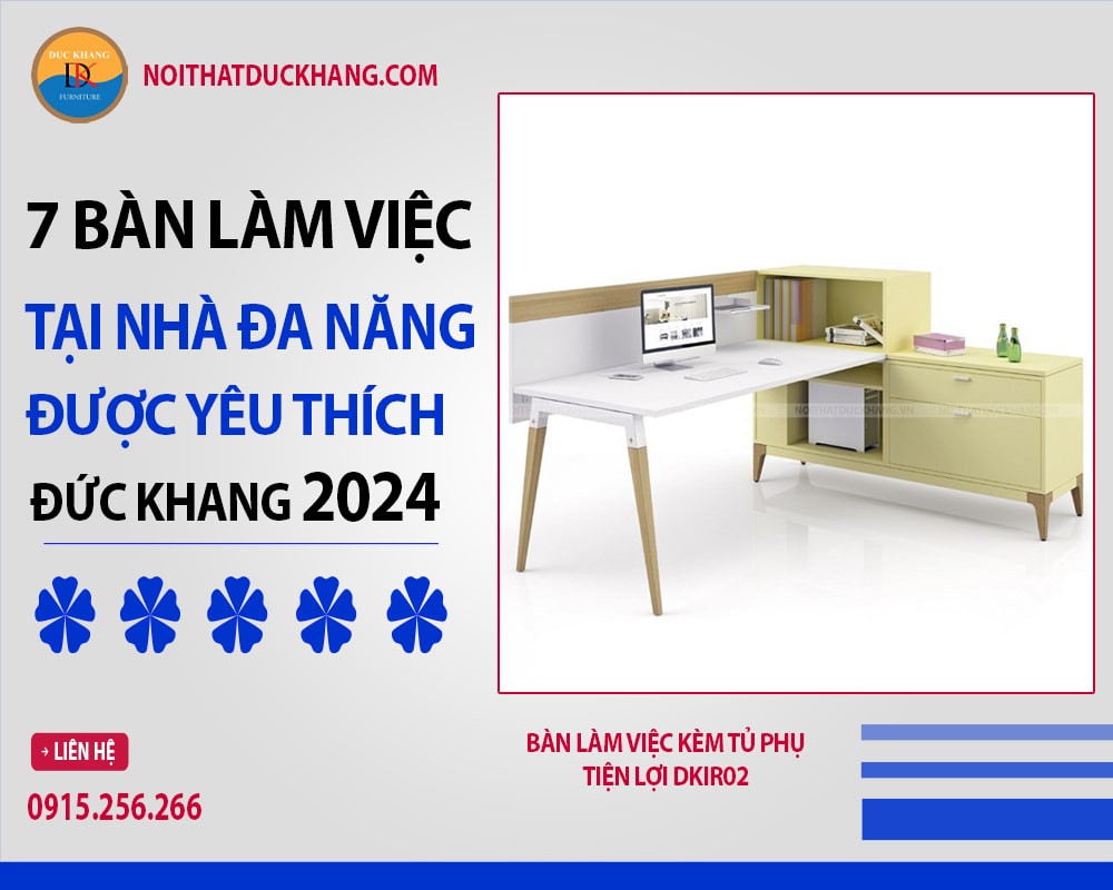 Bàn làm việc kèm tủ phụ tiện lợi DKIR02