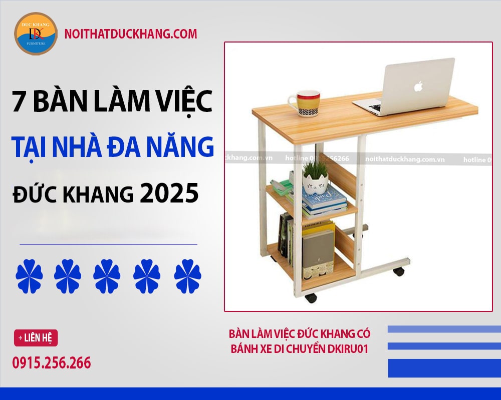 Bàn làm việc Đức Khang có bánh xe di chuyển DKIRU01