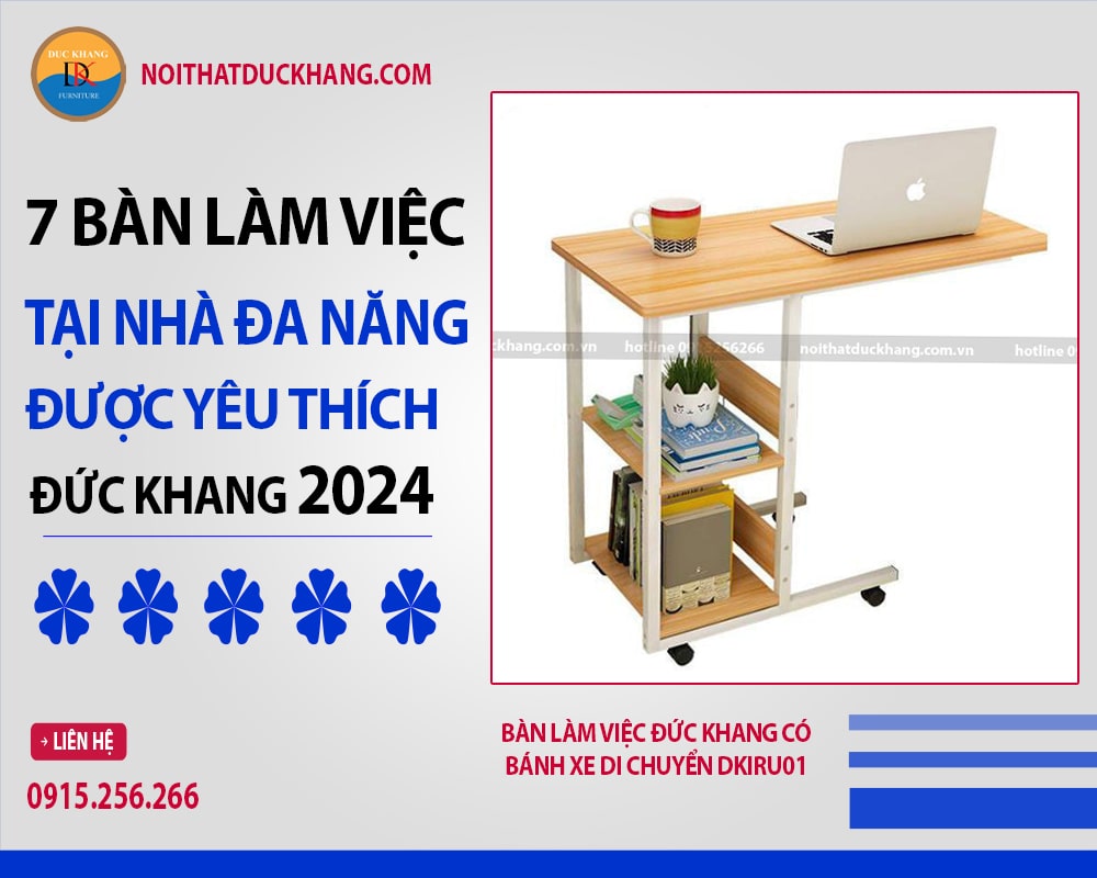 Bàn làm việc Đức Khang có bánh xe di chuyển DKIRU01