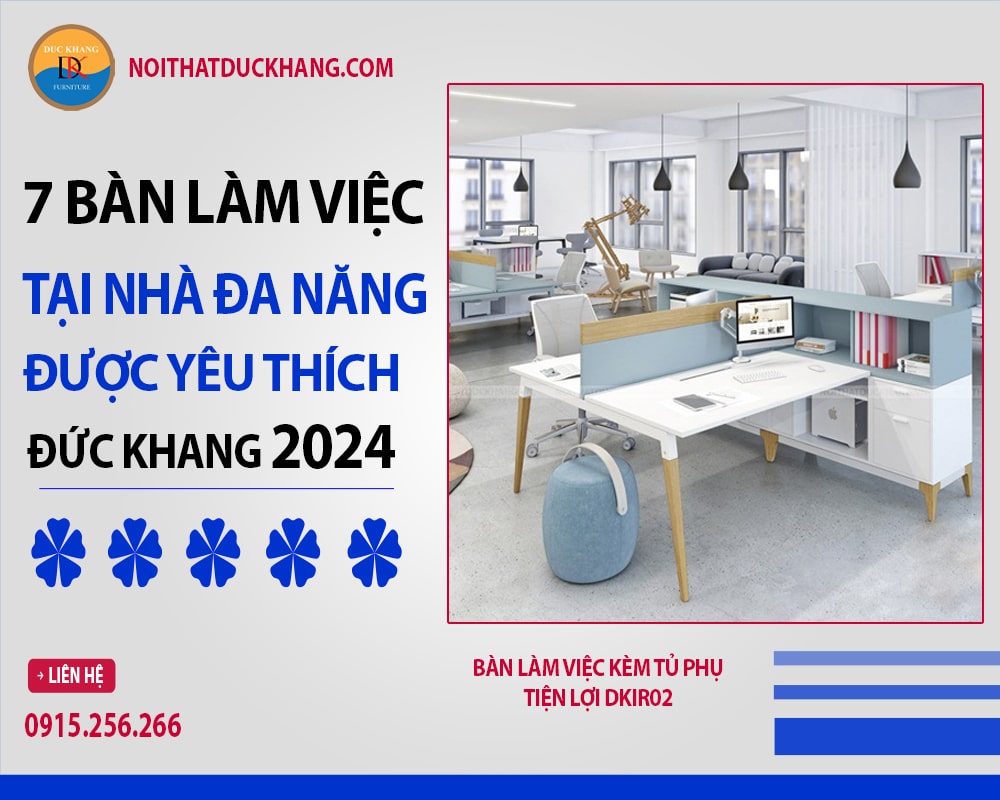 Bàn làm việc kèm tủ phụ tiện lợi DKIR02