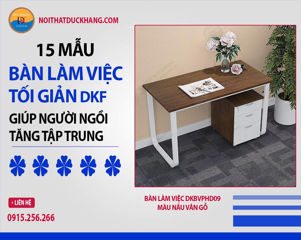 Bàn làm việc DKBVPHD09 màu nâu vân gỗ Bàn làm việc DKBVPHD09 màu nâu vân gỗ