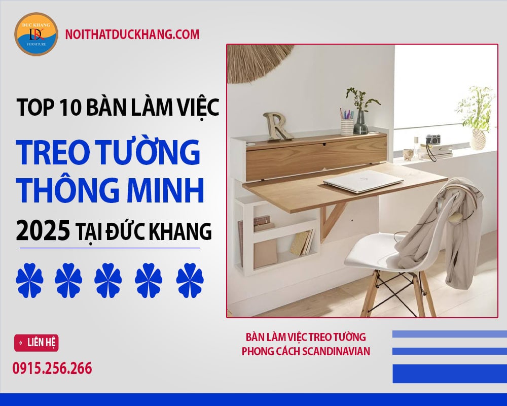 Bàn làm việc treo tường phong cách Scandinavian