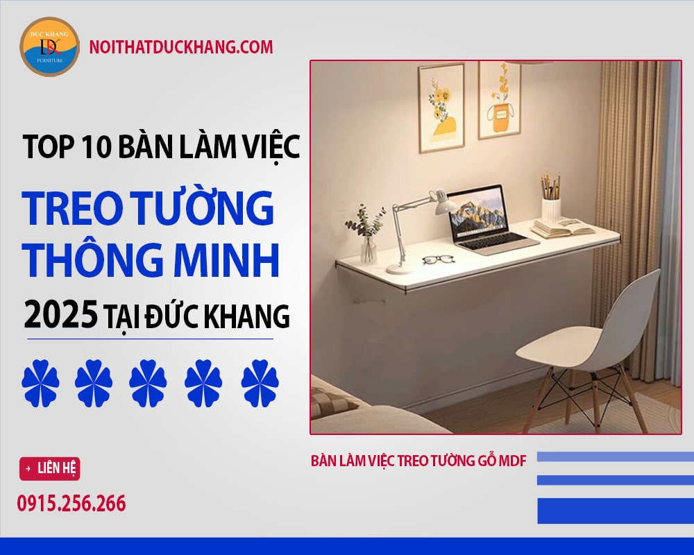 Bàn làm việc treo tường gỗ MDF