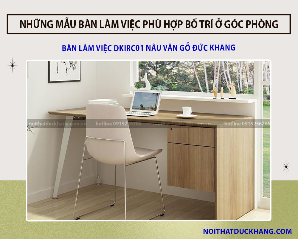 Bàn làm việc DKIRC01 nâu vân gỗ Đức Khang