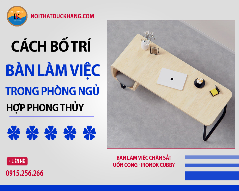 Bàn làm việc chân sắt uốn cong - IronDK Cubby