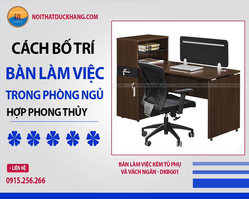 Bàn làm việc kèm tủ phụ và vách ngăn - DKBG01