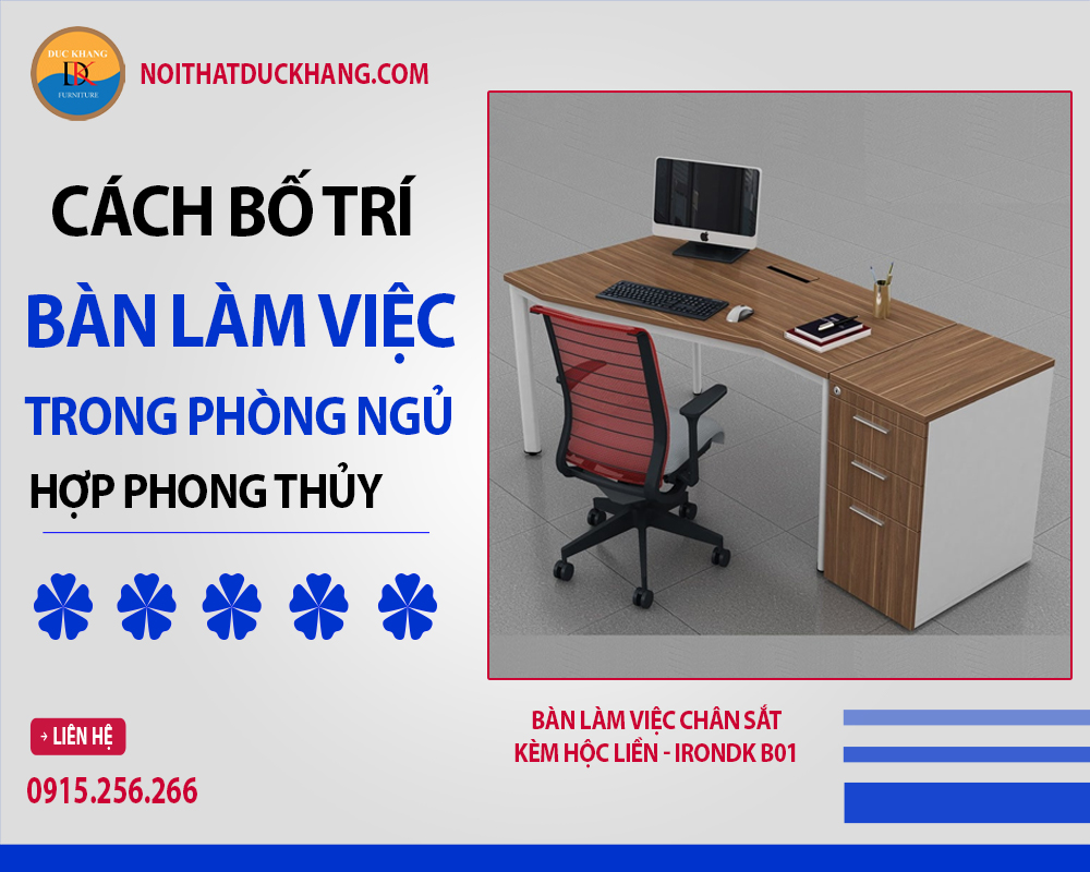 Bàn làm việc chân sắt kèm hộc liền - IRONDK B01
