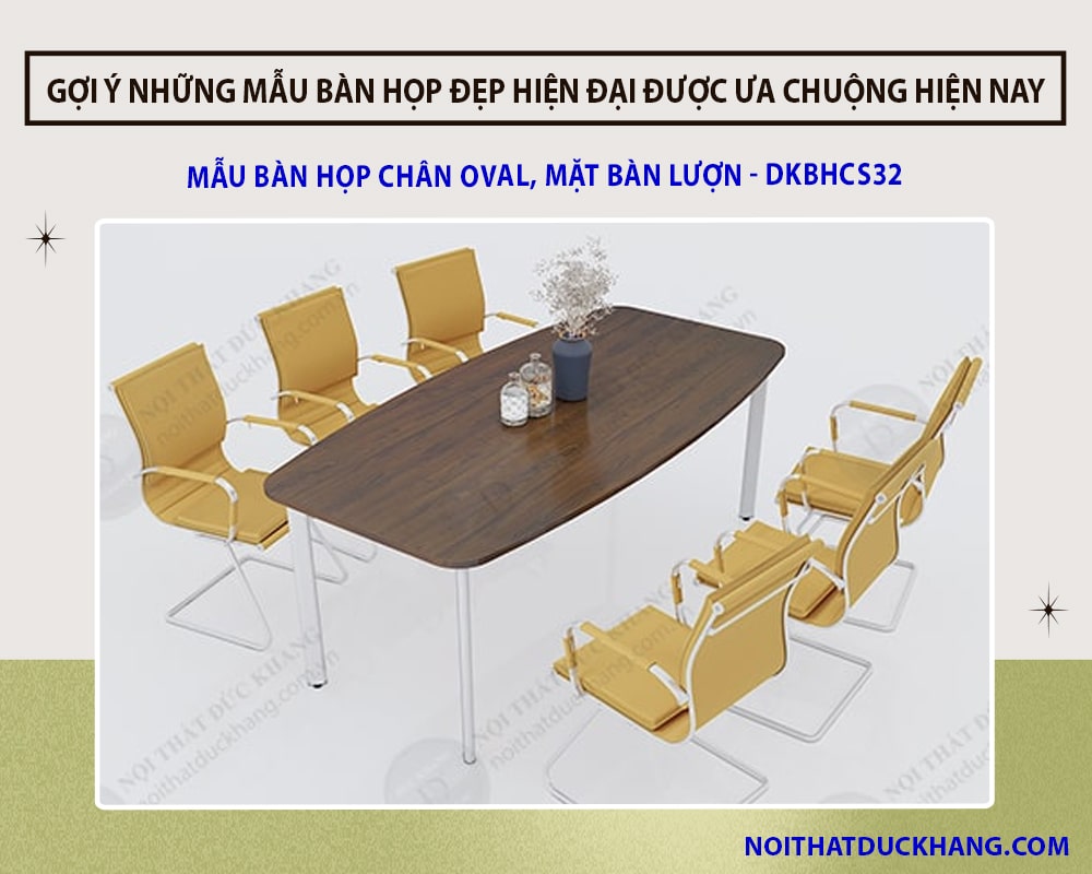Mẫu bàn họp chân Oval, mặt bàn lượn - DKBHCS32 Mẫu bàn họp chân Oval, mặt bàn lượn - DKBHCS32