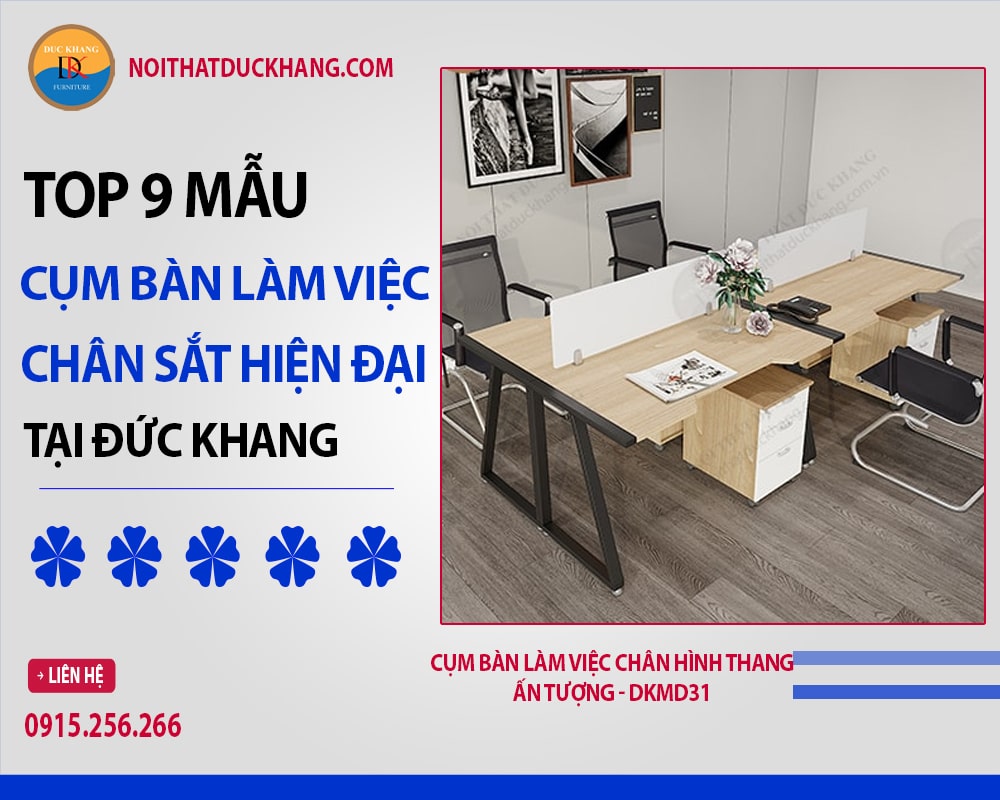 Cụm bàn làm việc chân hình thang ấn tượng - DKMD31