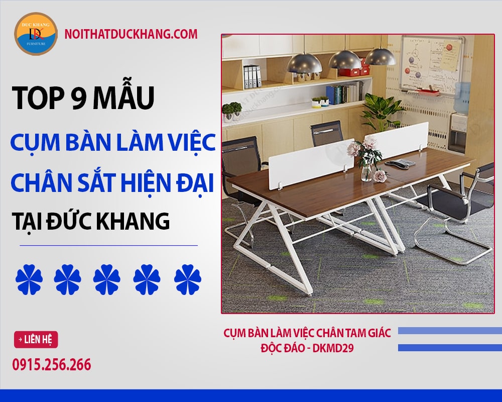 Cụm bàn làm việc chân tam giác độc đáo - DKMD29