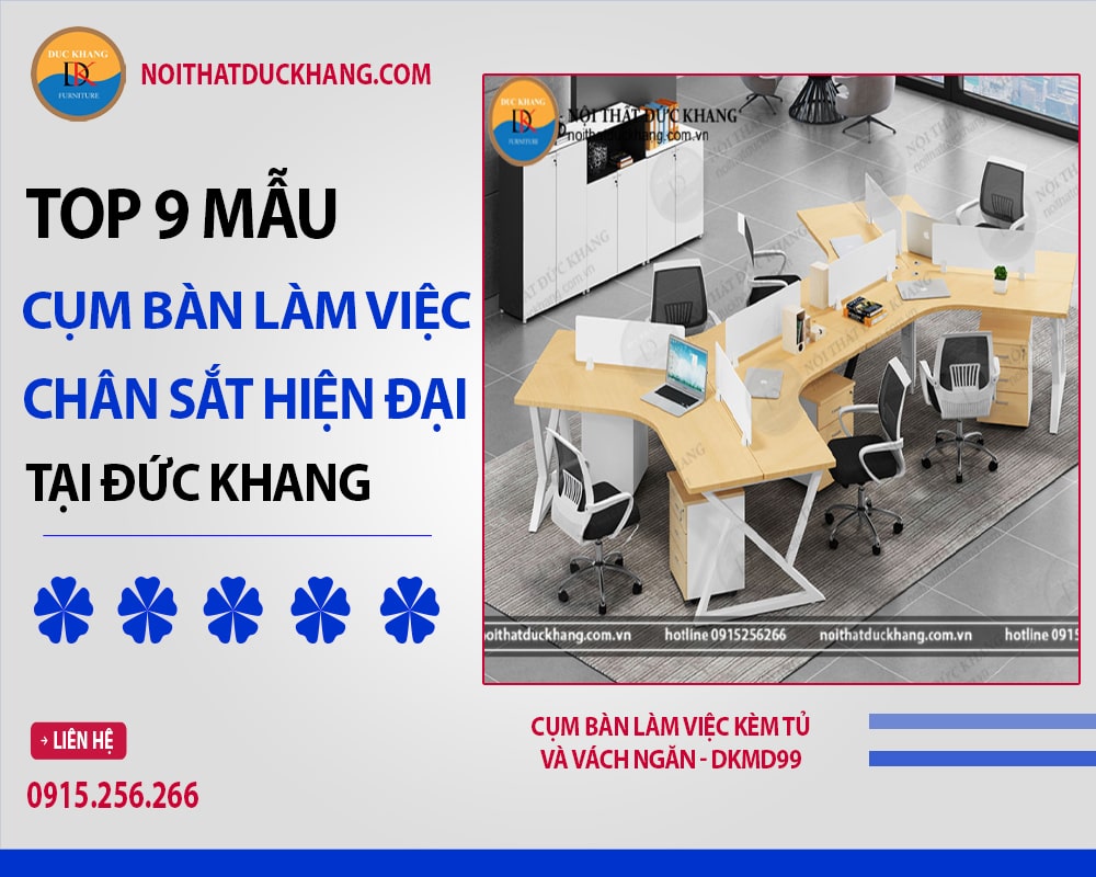 Cụm bàn làm việc kèm tủ và vách ngăn - DKMD99