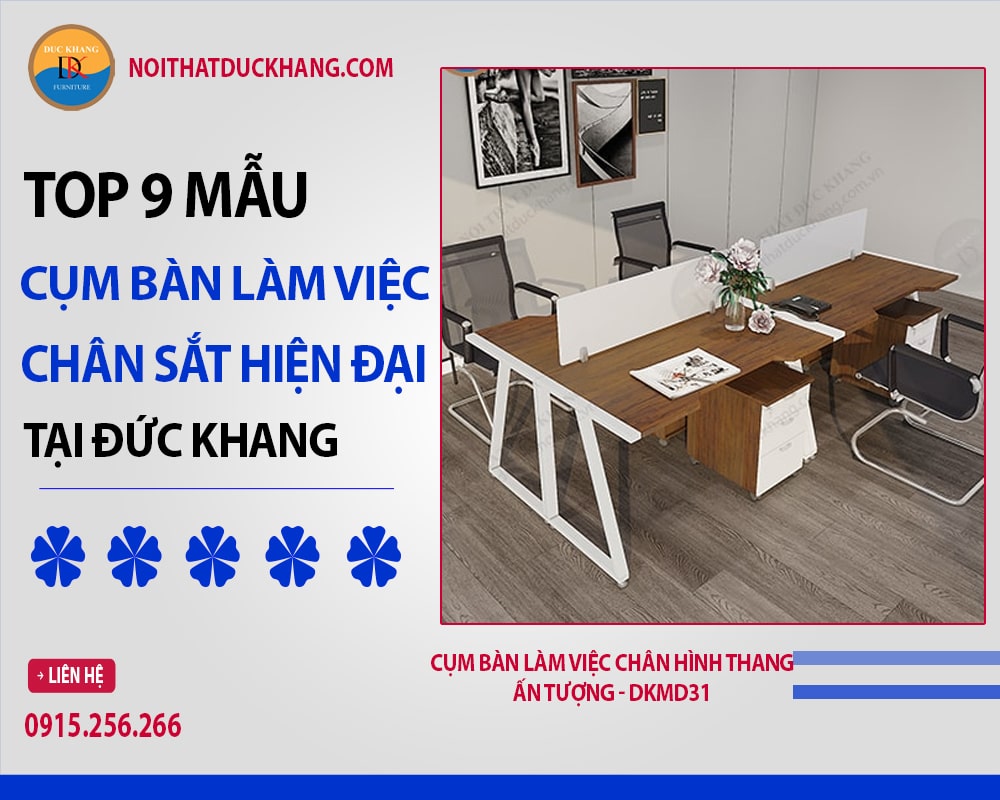 Cụm bàn làm việc chân hình thang ấn tượng - DKMD31