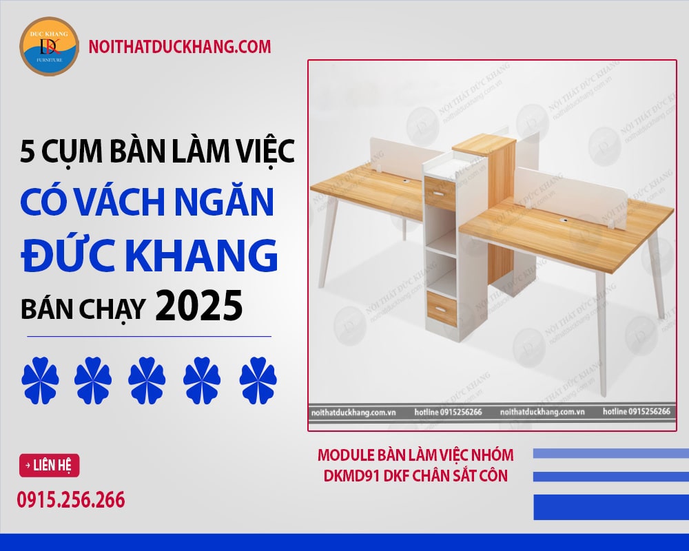 Module bàn làm việc nhóm DKMD91 DKF chân sắt côn