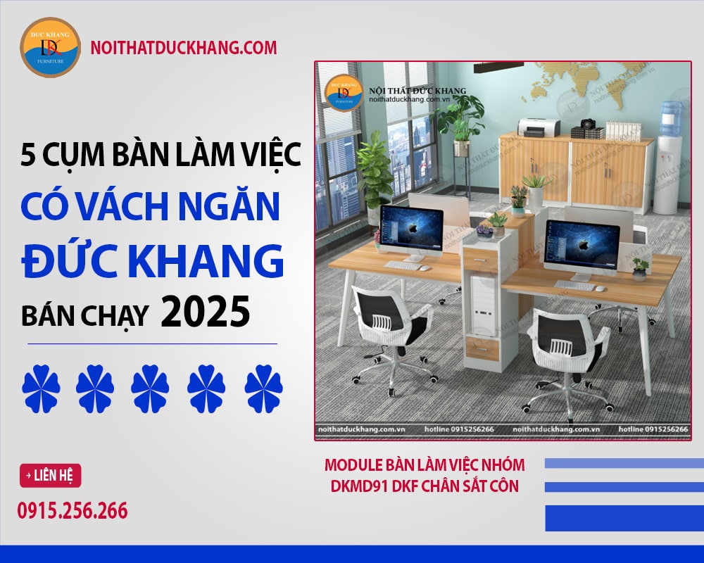 Module bàn làm việc nhóm DKMD91 DKF chân sắt côn