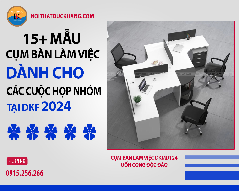 Cụm bàn làm việc DKMD124 uốn cong độc đáo