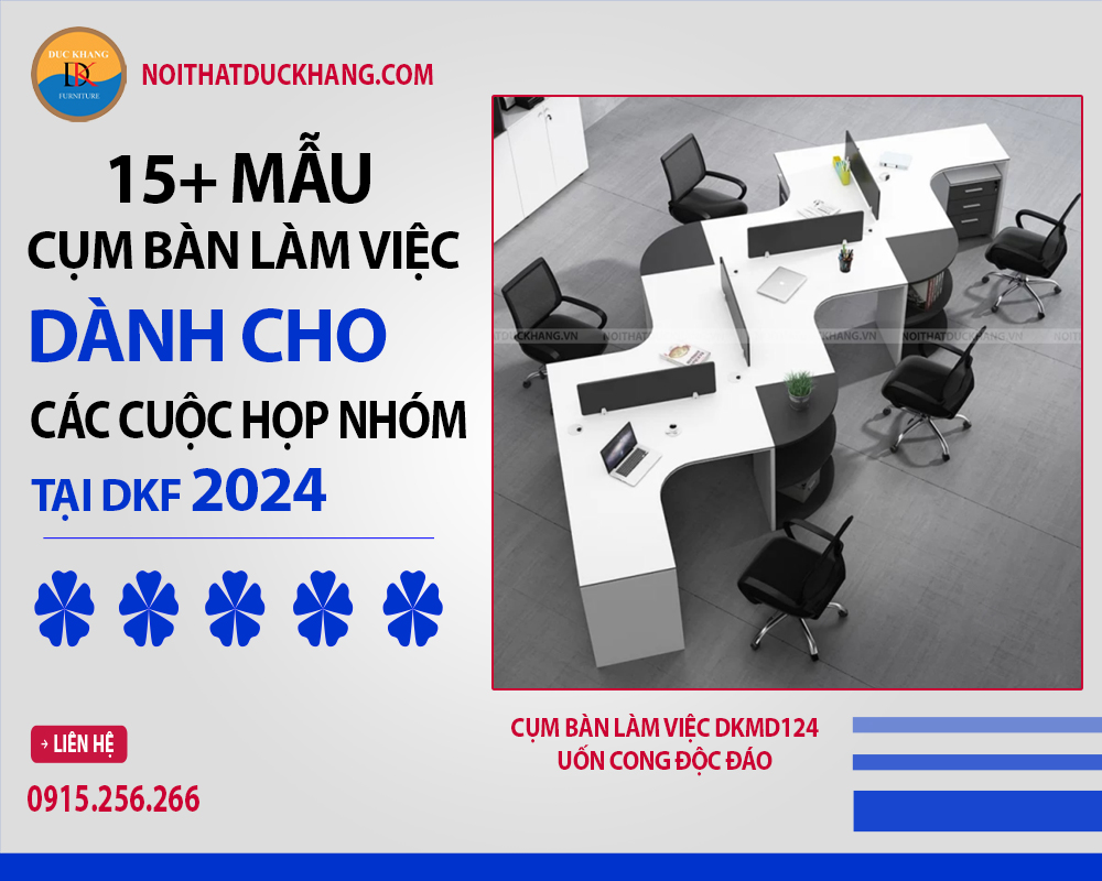 15+ mẫu cụm bàn làm việc dành cho các cuộc họp nhóm tại DKF