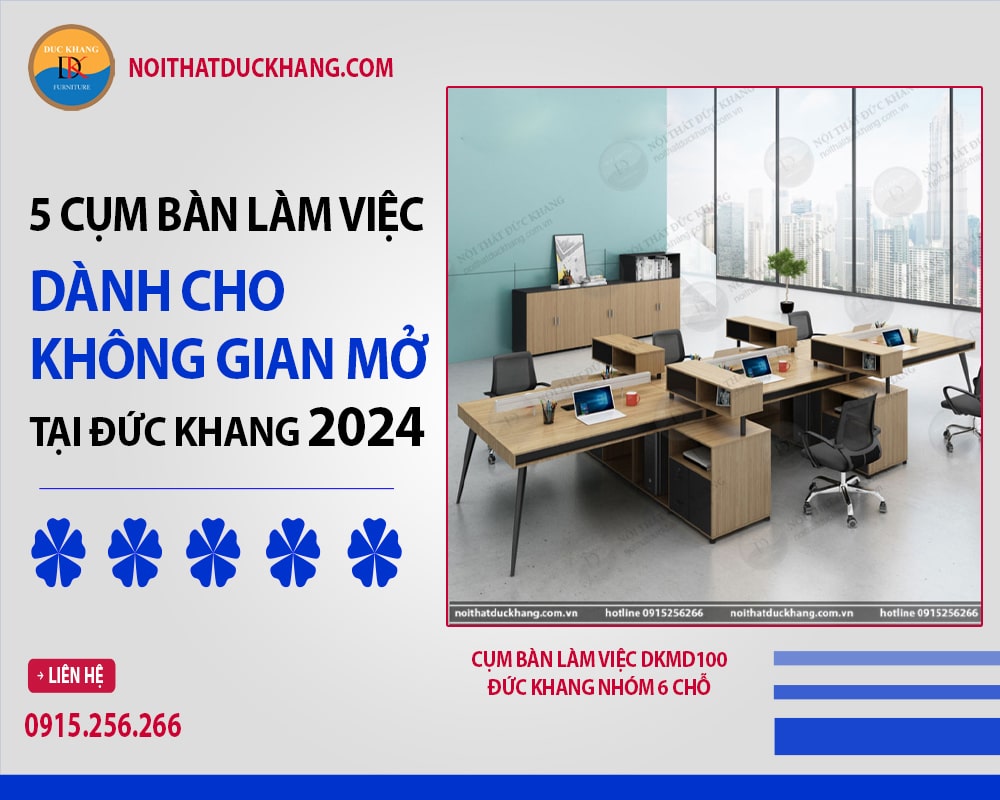 Cụm bàn làm việc DKMD100 Đức Khang nhóm 6 chỗ