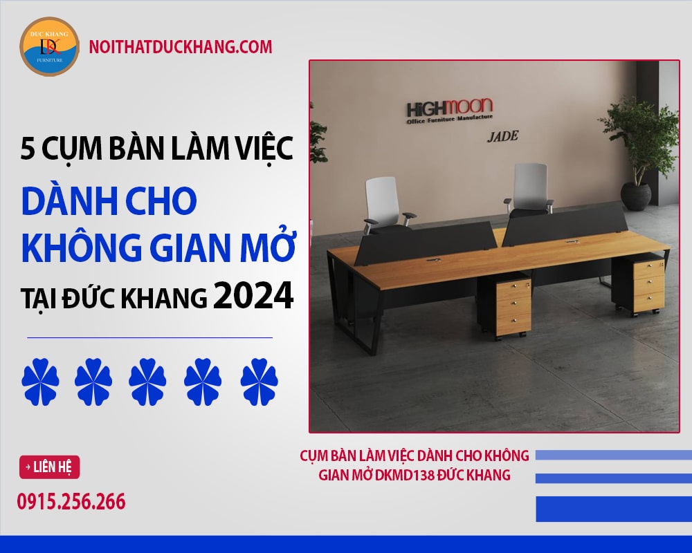 Cụm bàn làm việc dành cho không gian mở DKMD32 Đức Khang 4 chỗ