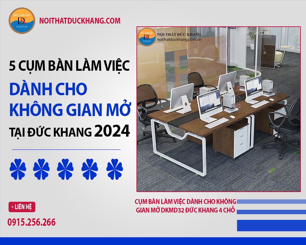 Cụm bàn làm việc dành cho không gian mở DKMD32 Đức Khang 4 chỗ