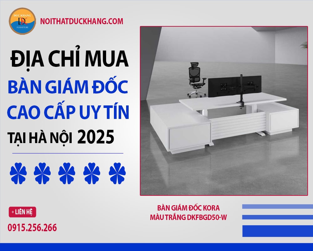 Bàn giám đốc Kora màu trắng DKFBGD50-W Bàn giám đốc Kora màu trắng DKFBGD50-W