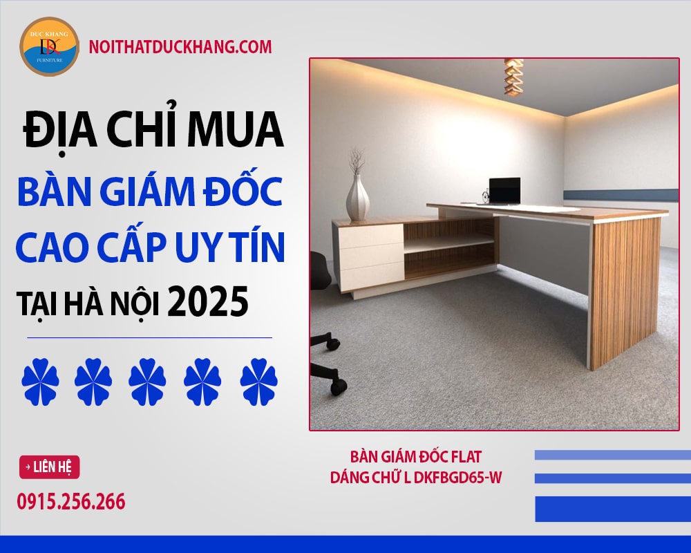 Bàn giám đốc Flat dáng chữ L DKFBGD65-W Bàn giám đốc Flat dáng chữ L DKFBGD65-W