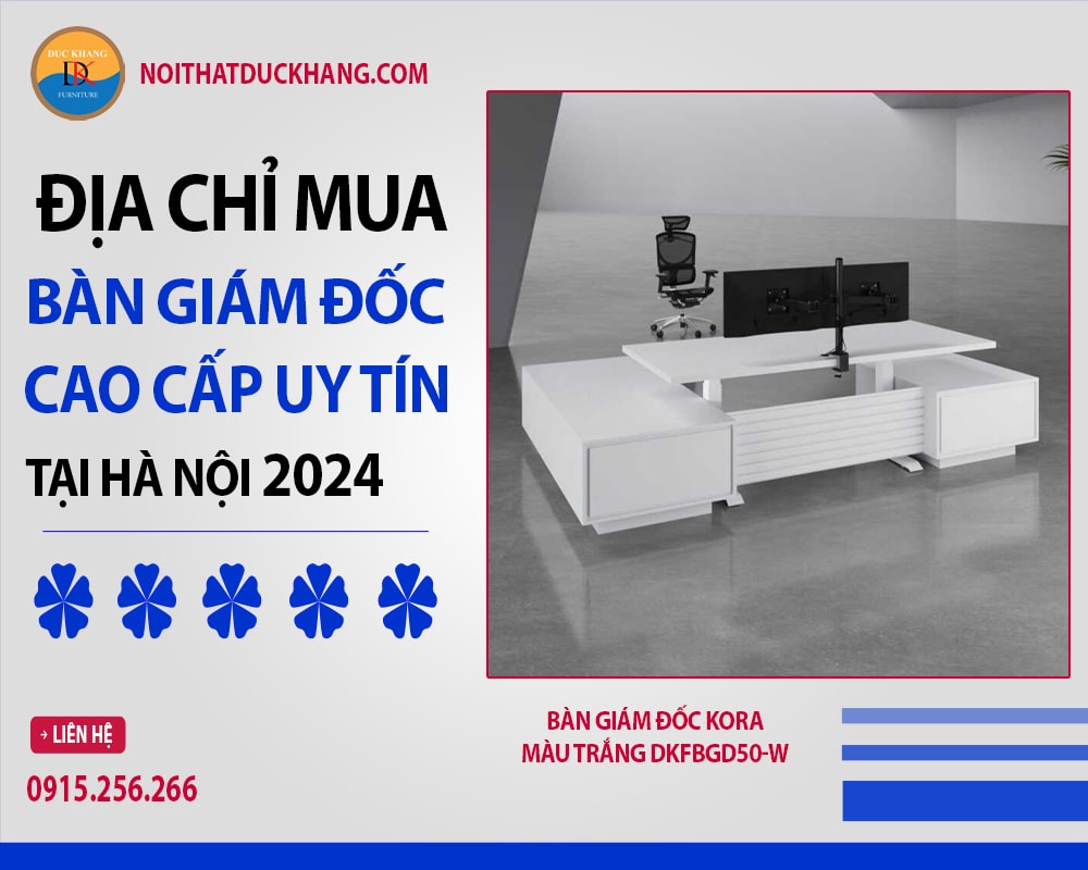 Bàn giám đốc Kora màu trắng DKFBGD50-W