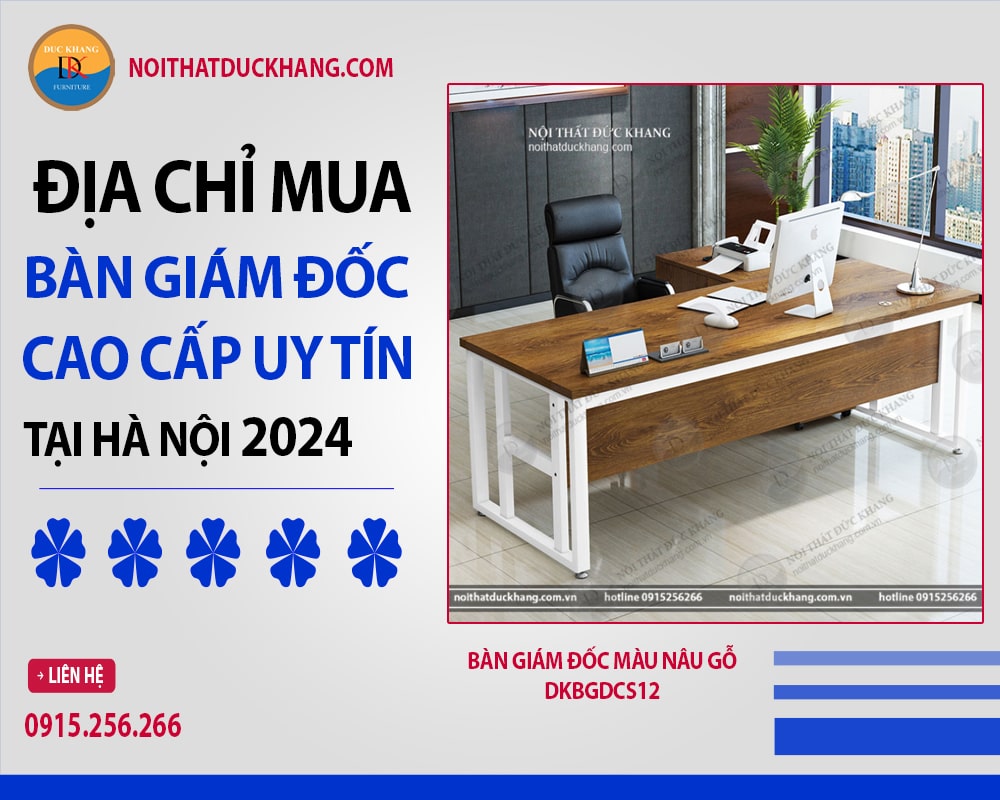 Bàn giám đốc màu nâu gỗ DKBGDCS12