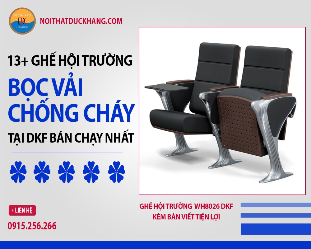 Ghế hội trường  WH8026 DKF kèm bàn viết tiện lợi