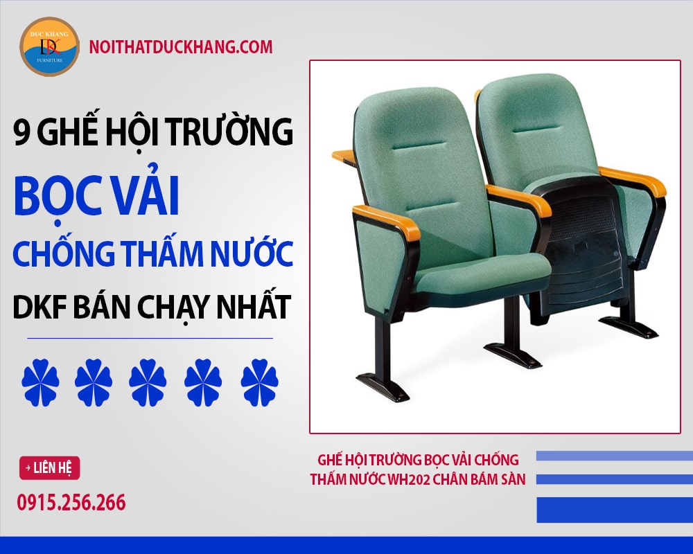 Ghế hội trường bọc vải chống thấm nước WH202 chân bám sàn