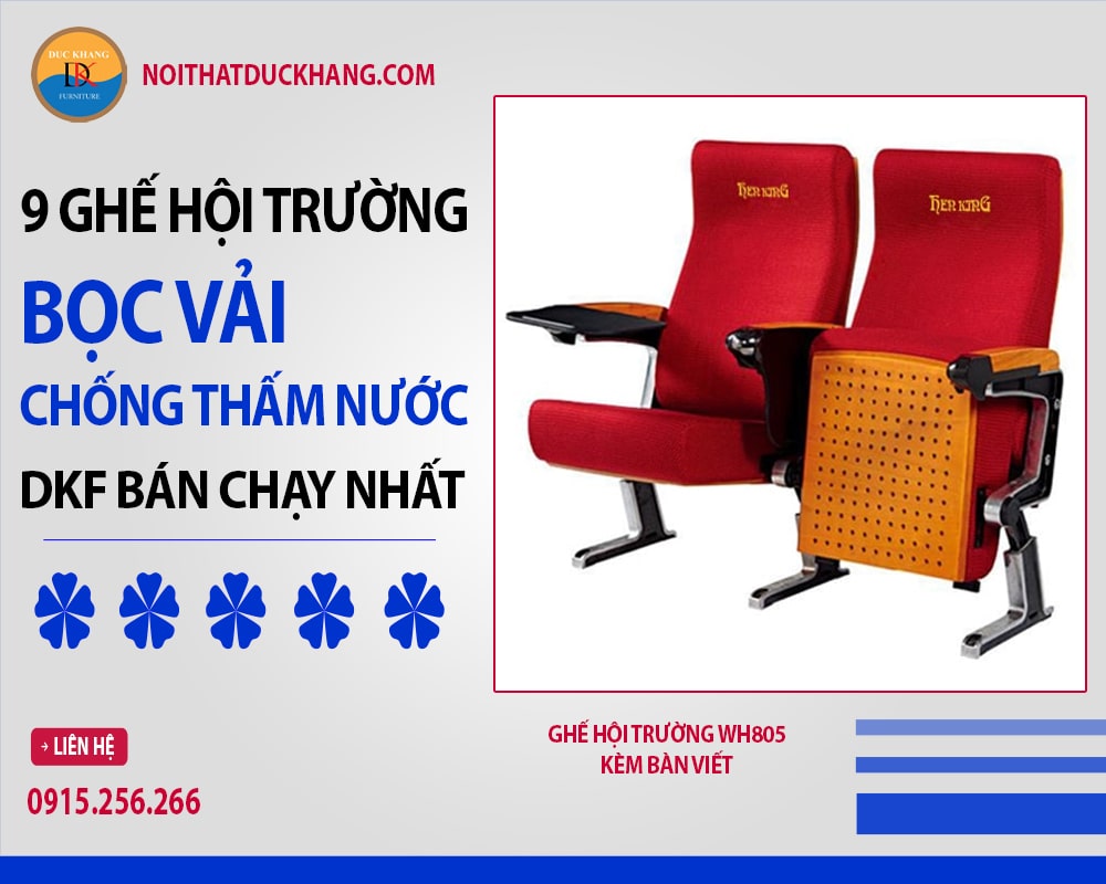 Ghế hội trường WH805 kèm bàn viết