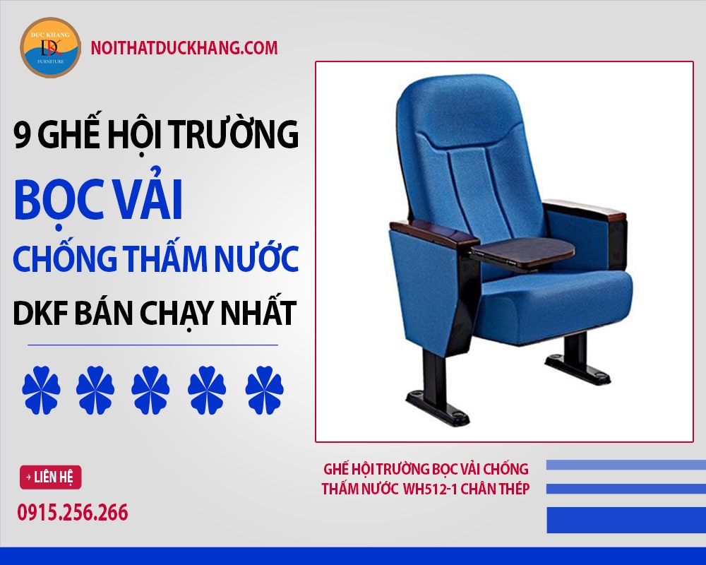 Ghế hội trường bọc vải chống thấm nước  WH512-1 chân thép