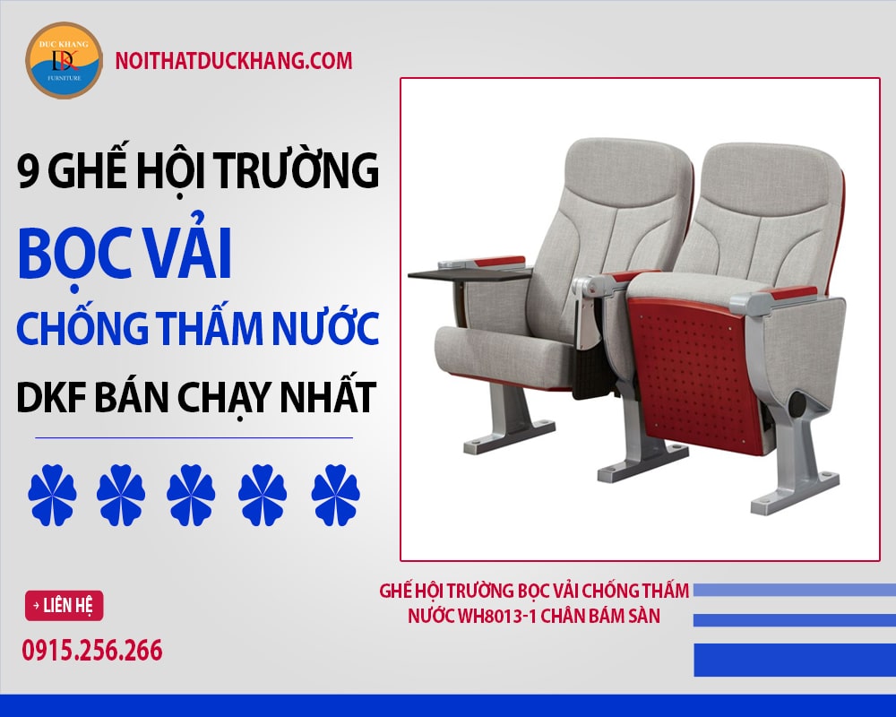 Ghế hội trường bọc vải chống thấm nước WH8013-1 chân bám sàn