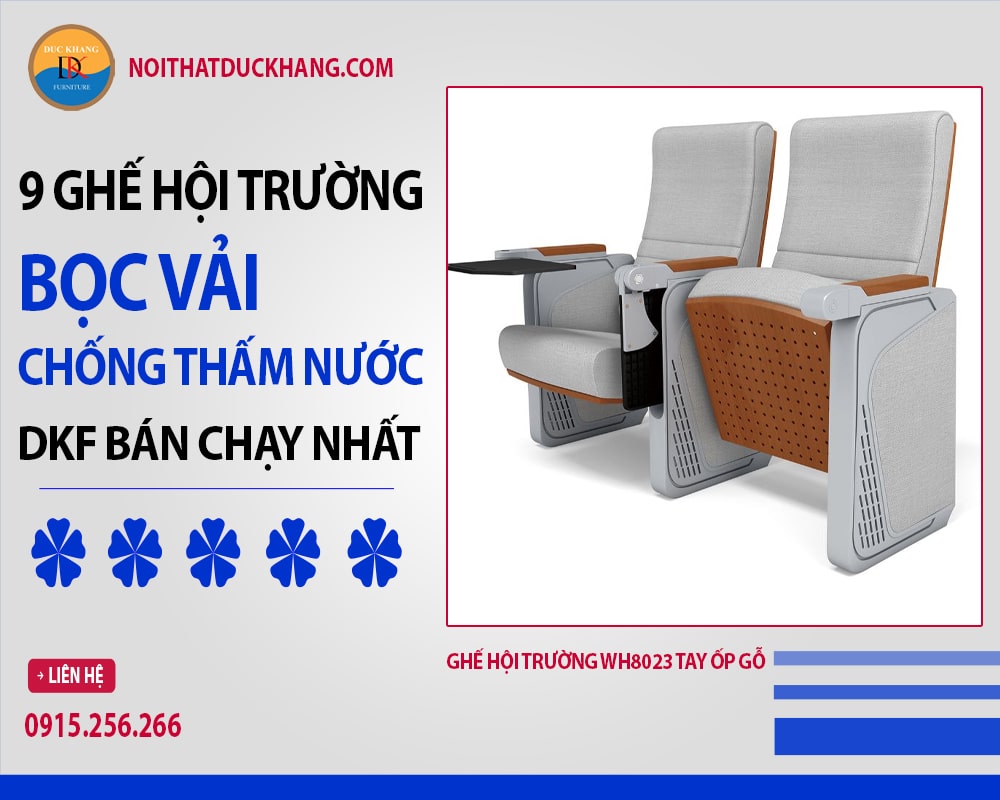 Ghế hội trường WH8023 tay ốp gỗ