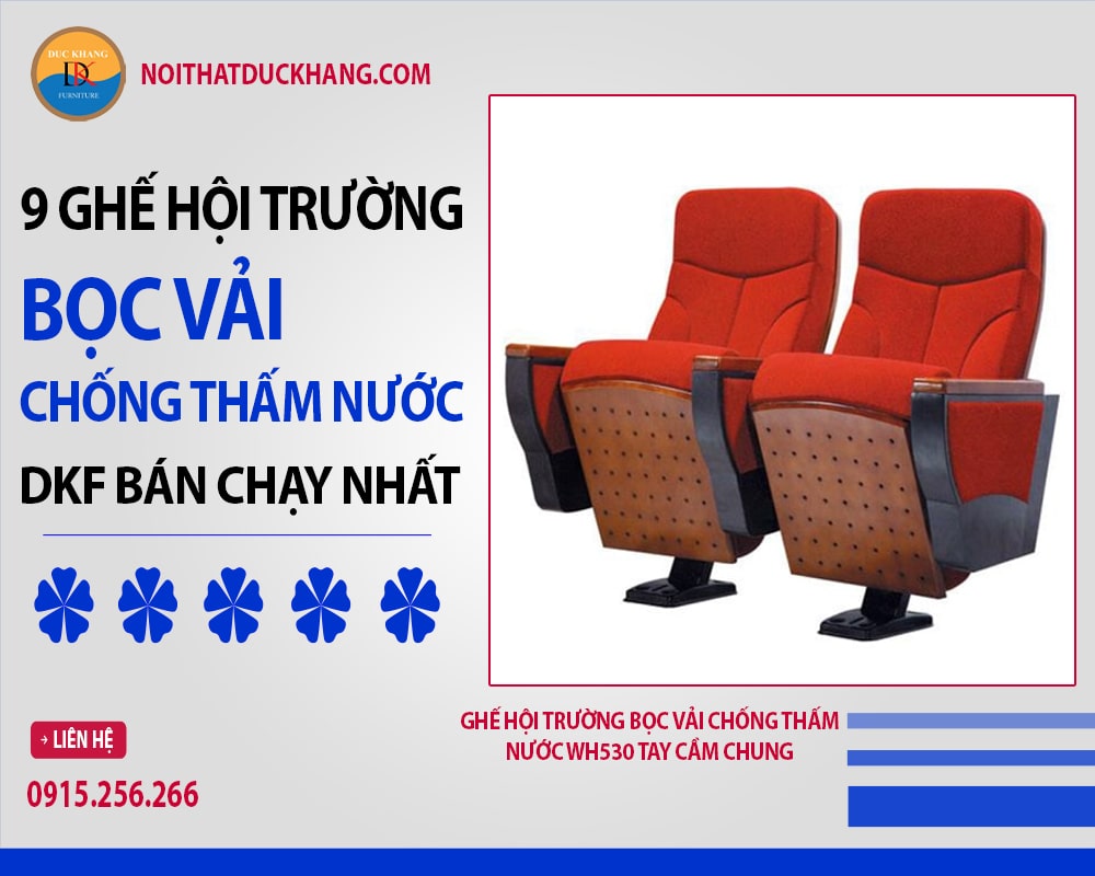 Ghế hội trường bọc vải chống thấm nước WH530 tay cầm chung