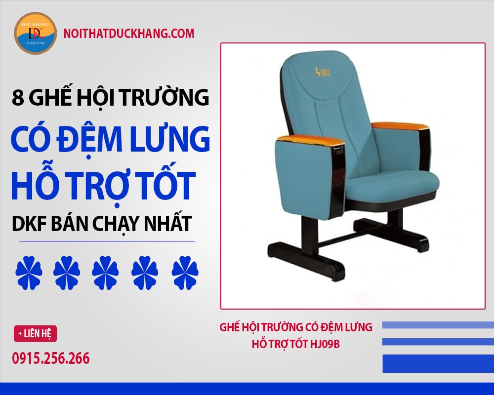 Ghế hội trường có đệm lưng hỗ trợ tốt HJ09B