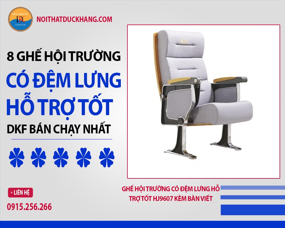 Ghế hội trường có đệm lưng hỗ trợ tốt HJ9607 kèm bàn viết