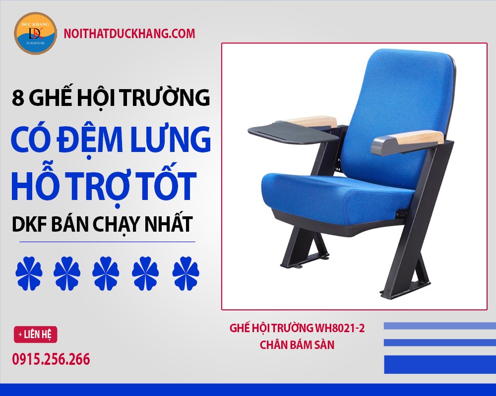 Ghế hội trường WH8021-2 chân bám sàn