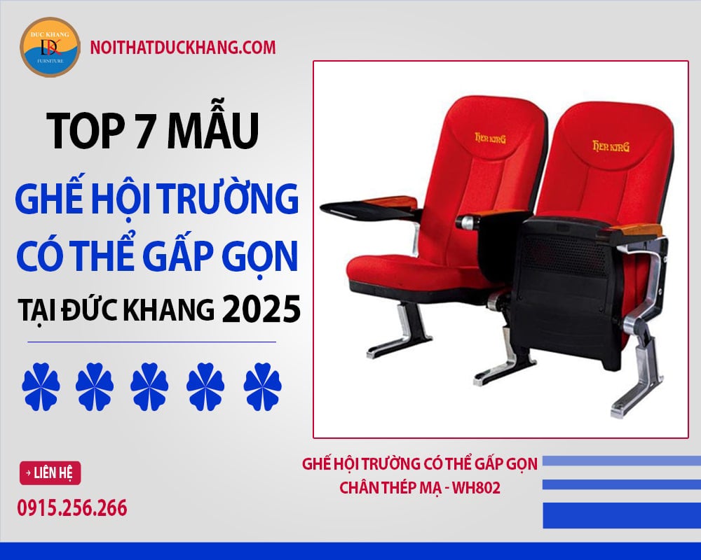 Ghế hội trường có thể gấp gọn chân thép mạ - WH802 Ghế hội trường có thể gấp gọn chân thép mạ - WH802
