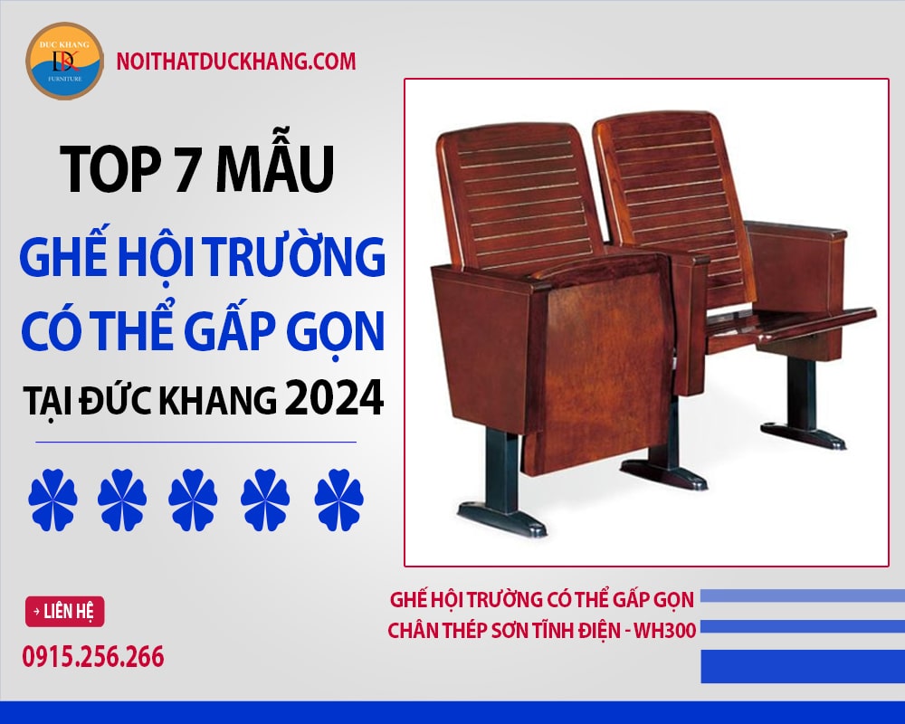 Ghế hội trường có thể gấp gọn chân thép sơn tĩnh điện - WH300