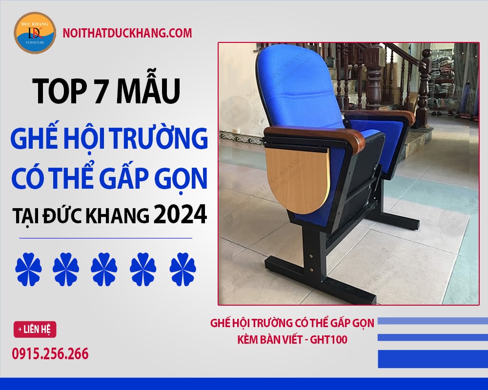 Ghế hội trường có thể gấp gọn kèm bàn viết - GHT100