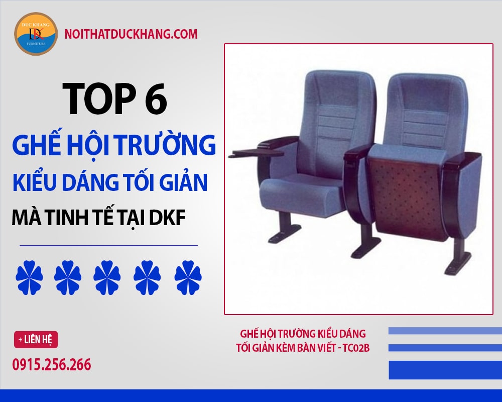 Ghế hội trường kiểu dáng tối giản kèm bàn viết - TC02B