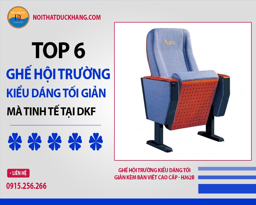Ghế hội trường kiểu dáng tối giản kèm bàn viết cao cấp - HJ62B